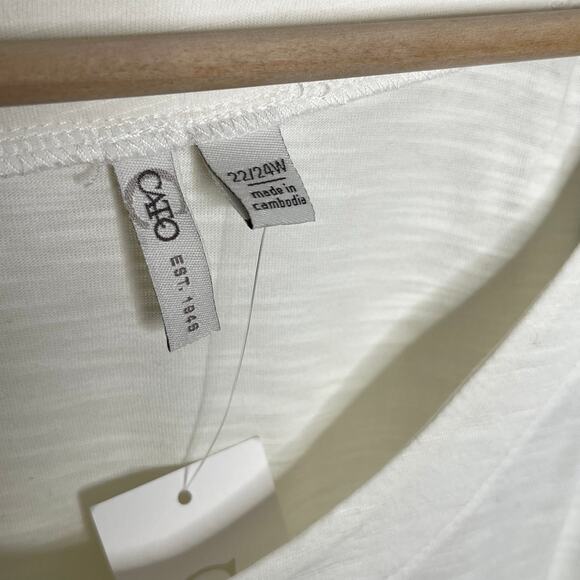 Cato Womens Balloon Sleeve Embroidered Top 22/24 Cream Floral 3/4 Sleeve Boho - Picture 5 of 11